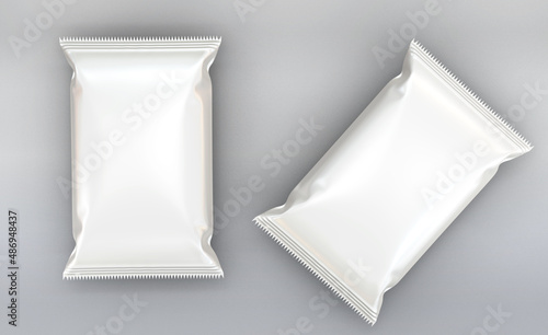 3d Render Realistic glossy oil food bag packaging mockup design