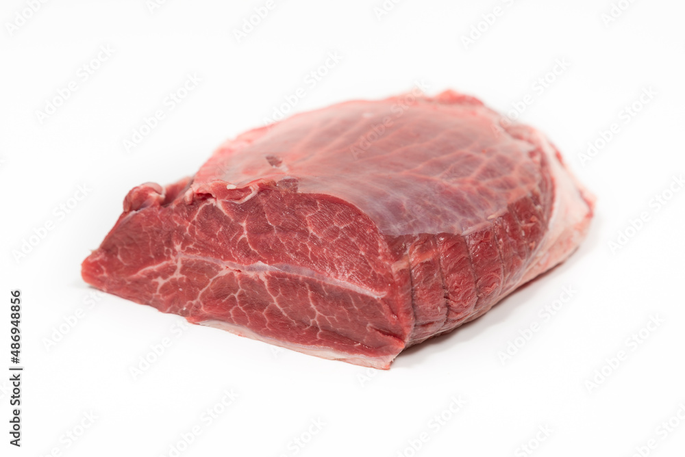 Uncut piece of beef on white background