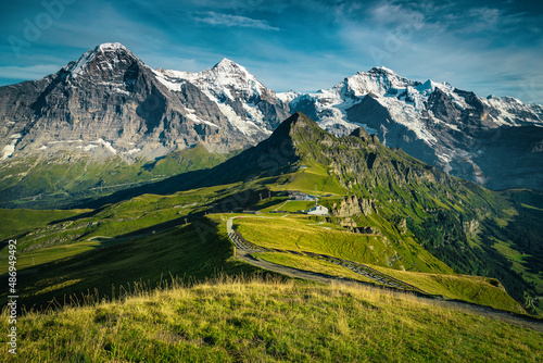 Amazing mountain ridge view from the Mannlichen station, Grindelwald, Switzerland © janoka82