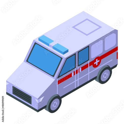 Dizzy ambulance car icon isometric vector. Sick health. Mental stress