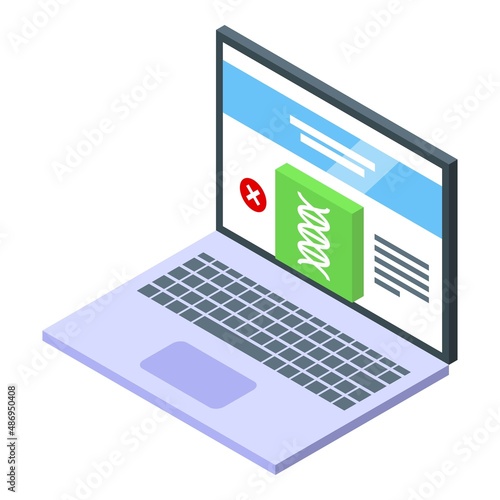Laptop id icon isometric vector. Online write. Web scan