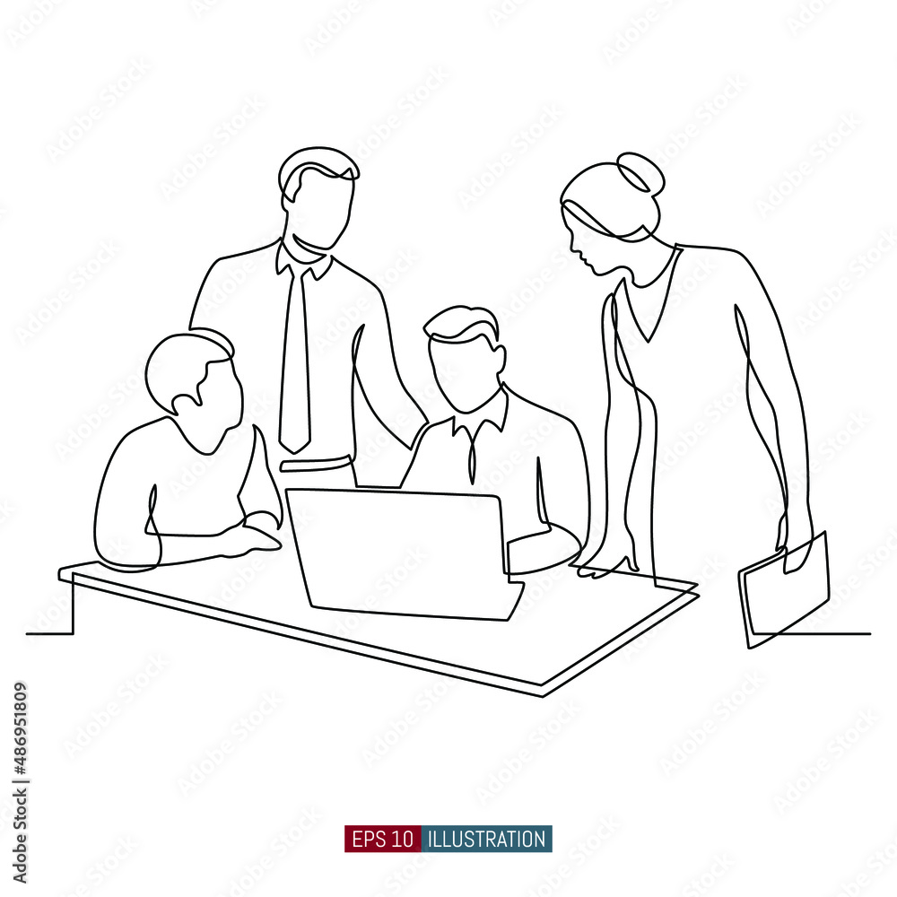 Continuous line drawing of business brief, presentation or training. Template for your design works. Vector illustration. Continuous line drawing of business brief, presentation or training. Template for your design works. Vector illustration.