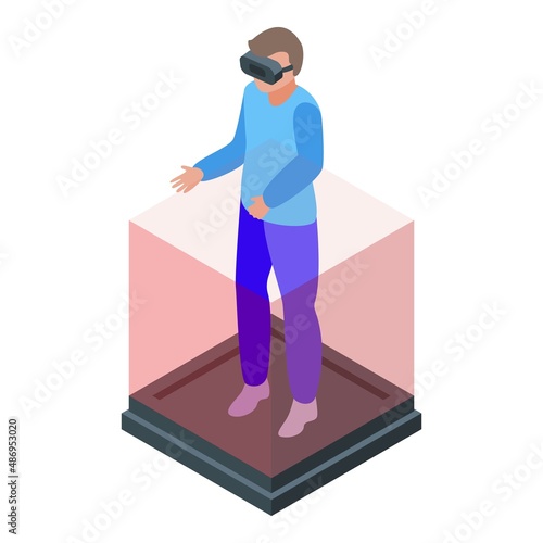 Cube vr platform icon isometric vector. Virtual reality. Learning ai