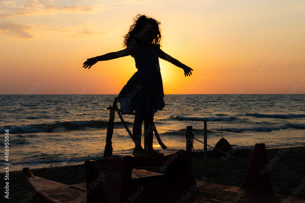 Fototapeta premium Balla al tramonto