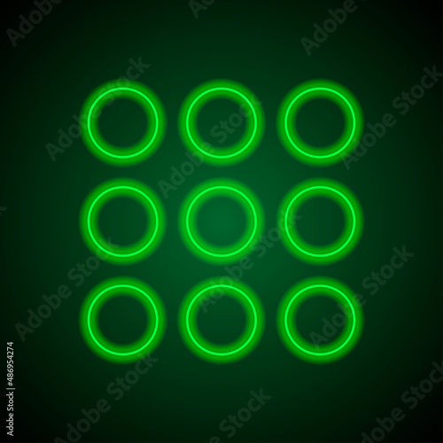 Menu simple icon, vector. Flat desing. Green neon on black background with green light