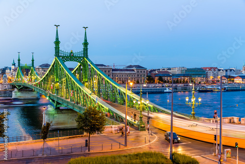 Canvas Print Liberty Bridge in Budapest at night, Hungary