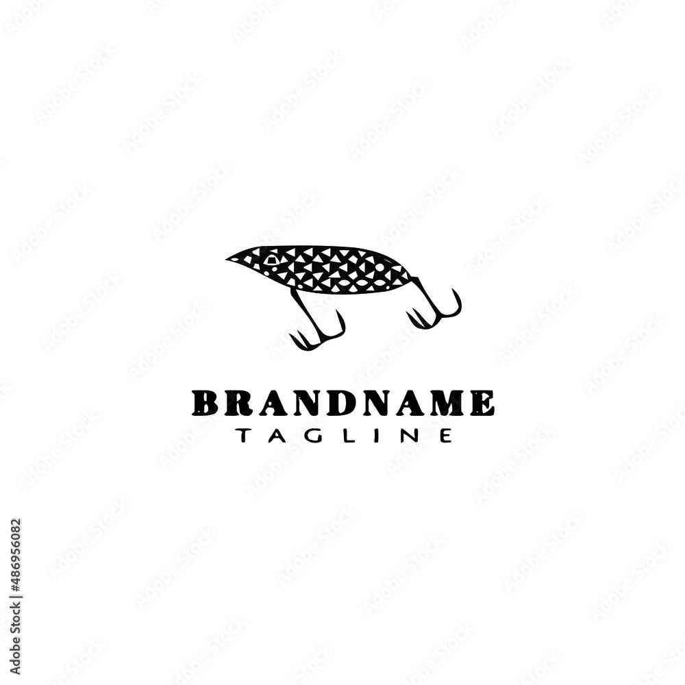 Naklejka premium fishing lure logo cartoon design template icon black isolated vector