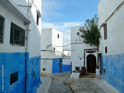 Medina in Sale, neighboring city to Rabat, noted for its blue buildings. Morocco. © Maleo Photography