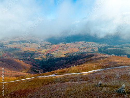 aerial view of gemba mountain carpathian ukraine