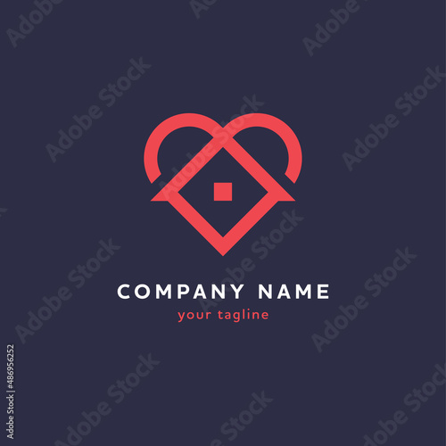 Creative logo with house and heart shape.