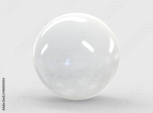 3d ball white light texture of reflection on rough bubble isolated on white background. Abstract bubble glossy 3d geometric shape object illustration render.