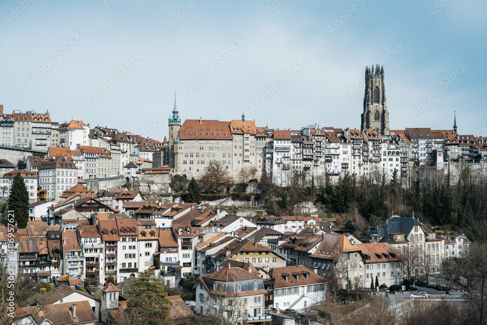 The medieval city of Fribourg in Switzerland