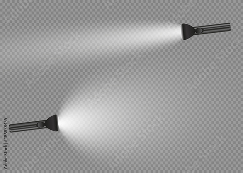 flashlight on a transparent background. Shine.lighting the space.metal