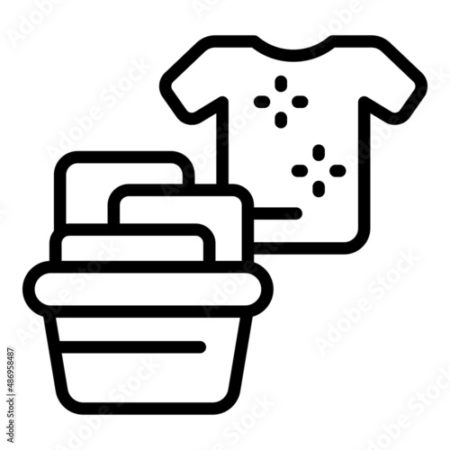 Full clothes basket icon outline vector. House service. Floor company
