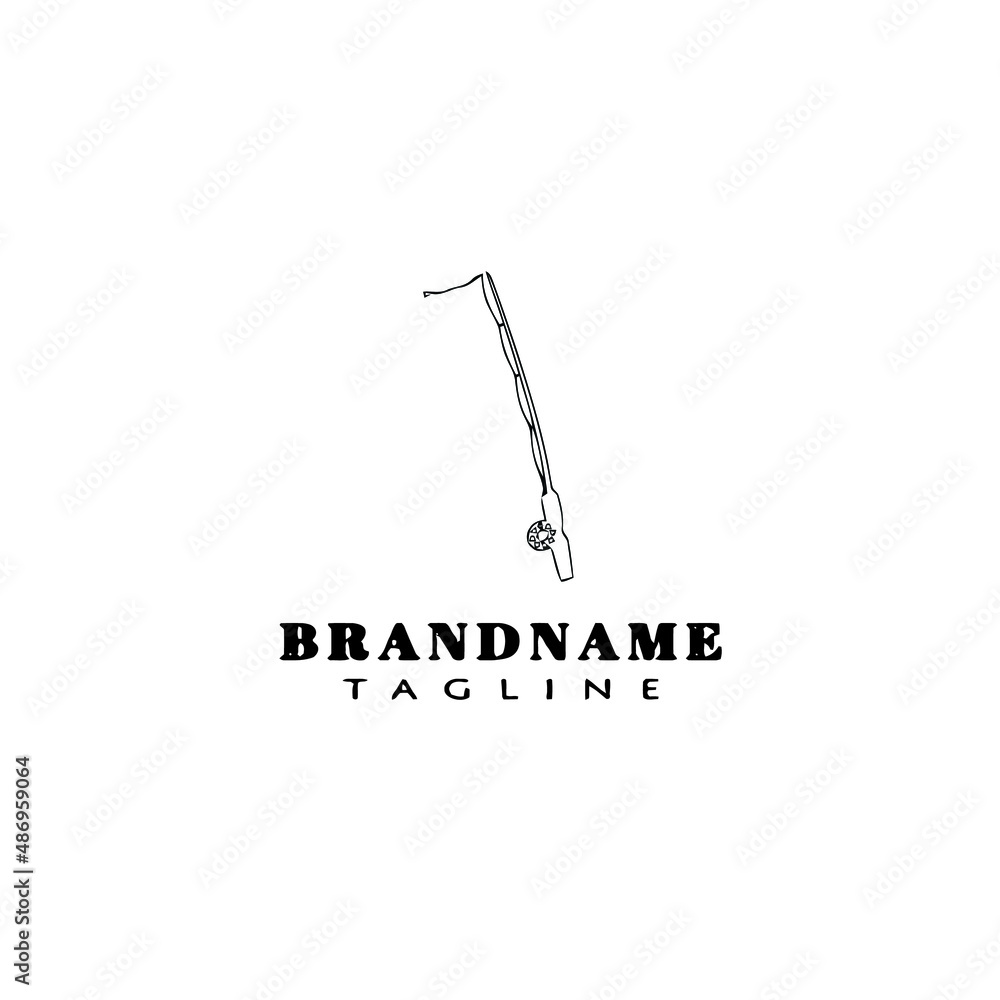 fishing rod logo cartoon design template icon black isolated vector illustration fishing rod logo cartoon design template icon black isolated vector illustration
