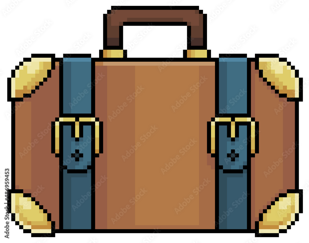 Pixel art travel bag vector icon for 8bit game on white background
Pixel art travel bag vector icon for 8bit game on white background