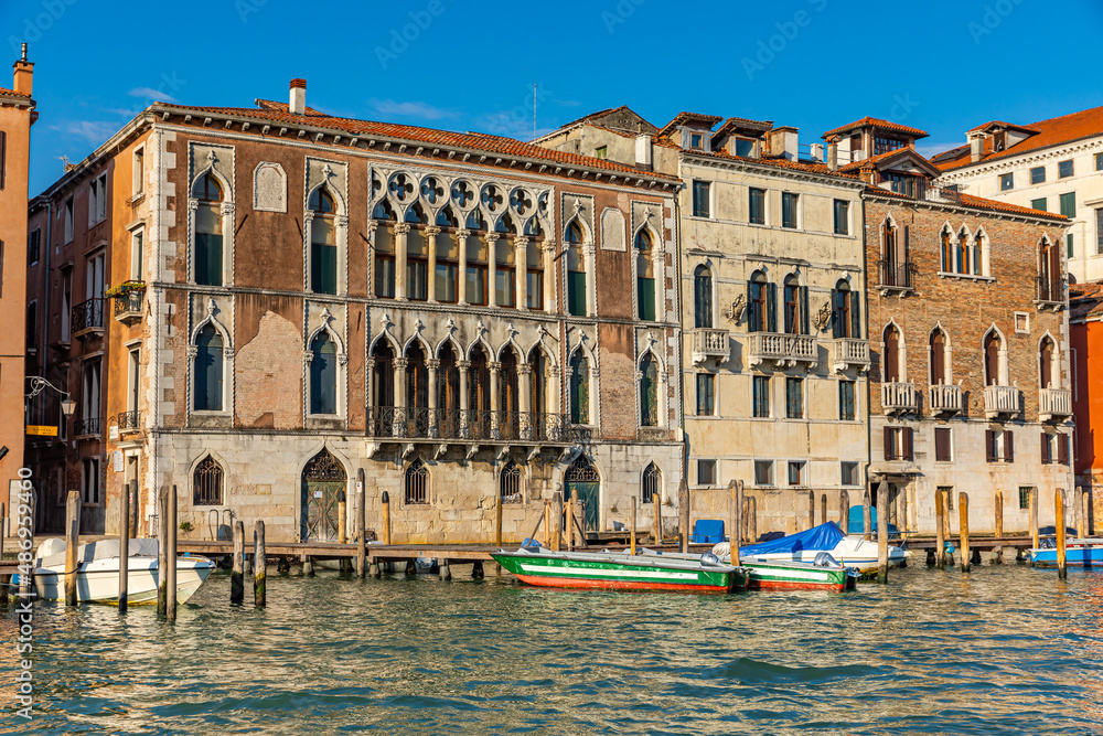 Historic townhouses on the Grand Canal in Venice, Italy