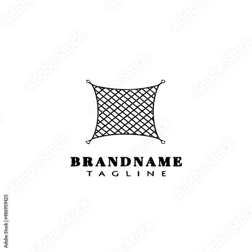 fish net cartoon logo design template icon black isolated vector illustration