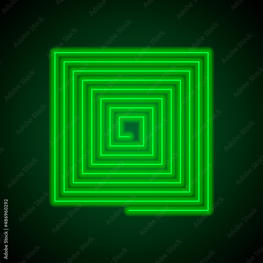 Spiral simple icon vector. Flat desing. Green neon on black background with green light.ai Spiral simple icon vector. Flat desing. Green neon on black background with green light.ai