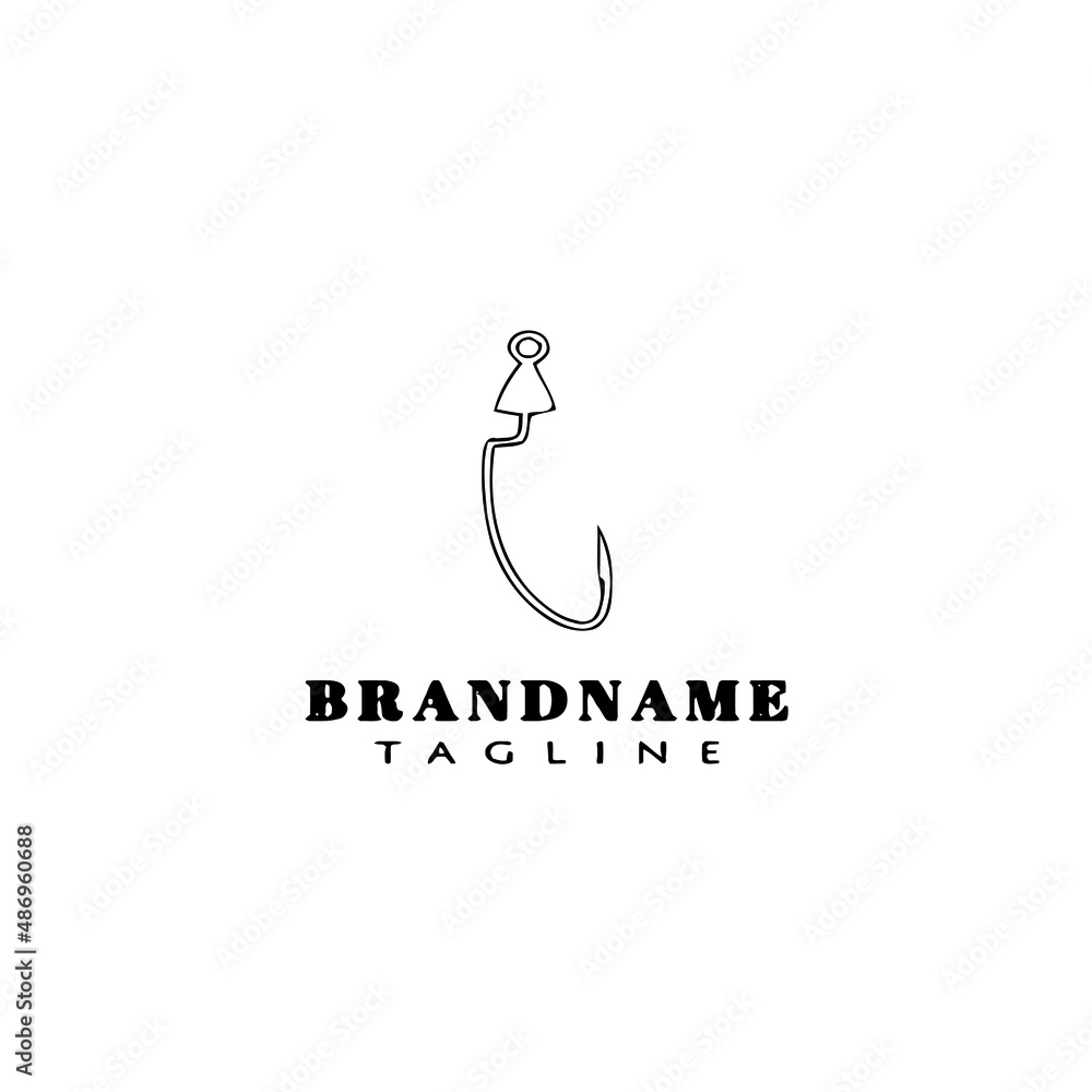 fishing hook logo cartoon design template icon black isolated vector illustration fishing hook logo cartoon design template icon black isolated vector illustration