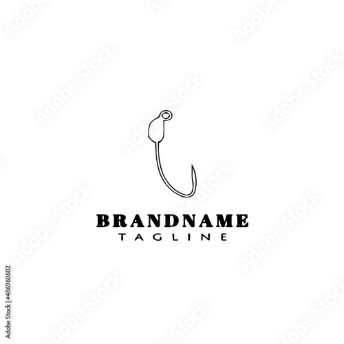 fishing hook logo cartoon design template icon black isolated vector illustration