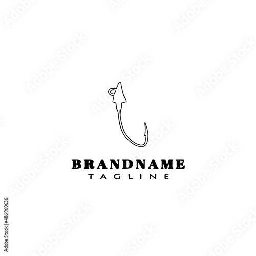 fishing hook logo cartoon design template icon black isolated vector illustration