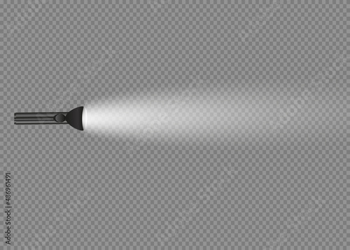 flashlight on a transparent background. Shine.lighting the space.metal
