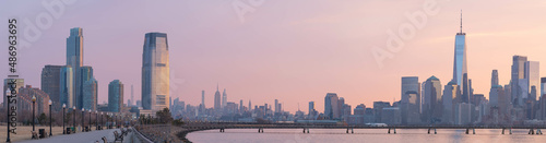 Liberty state park view New Jersey at Manhattan skyline