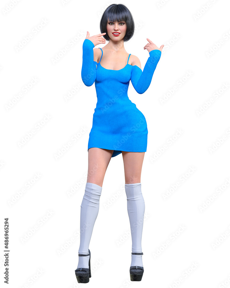 Beautiful woman in short evening mini dress. Beautiful woman in short evening mini dress.