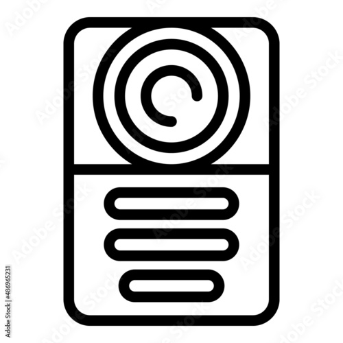 Video intercom icon outline vector. Door system. Phone bell