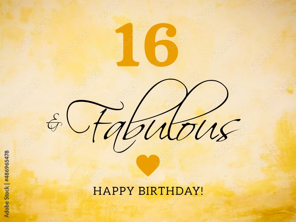 Fototapeta premium 16th birthday card wishes illustration