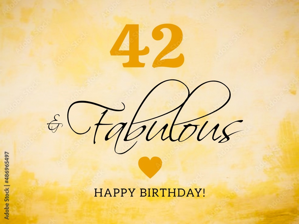 Obraz premium 42nd birthday card wishes illustration