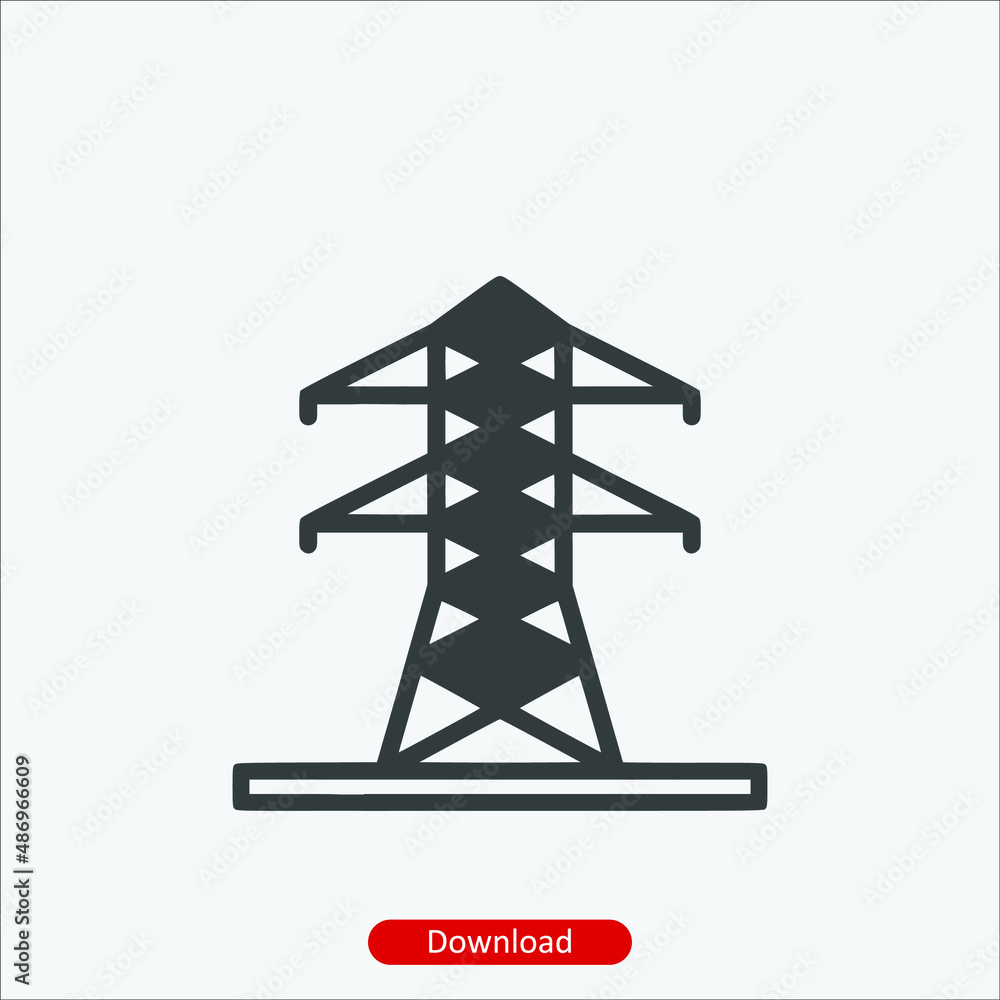 Electric tower - icon vector icon. Editable stroke. Linear style sign for use web design and mobile apps, logo. Symbol illustration. Pixel vector graphics - Vector Electric tower - icon vector icon. Editable stroke. Linear style sign for use web design and mobile apps, logo. Symbol illustration. Pixel vector graphics - Vector