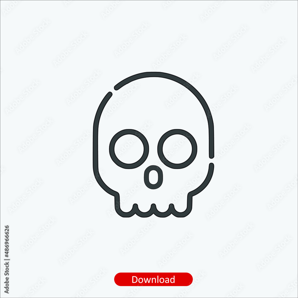 Skull - icon vector icon. Editable stroke. Linear style sign for use web design and mobile apps, logo. Symbol illustration. Pixel vector graphics - Vector Skull - icon vector icon. Editable stroke. Linear style sign for use web design and mobile apps, logo. Symbol illustration. Pixel vector graphics - Vector