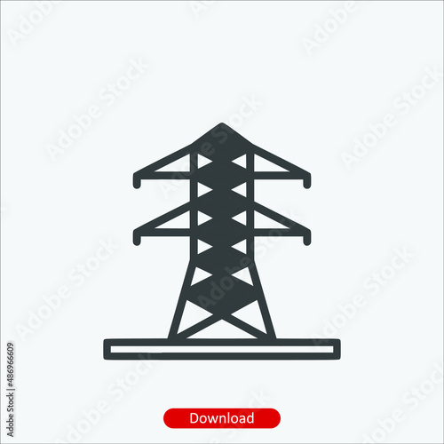Electric tower - icon vector icon. Editable stroke. Linear style sign for use web design and mobile apps, logo. Symbol illustration. Pixel vector graphics - Vector © Mukhtar