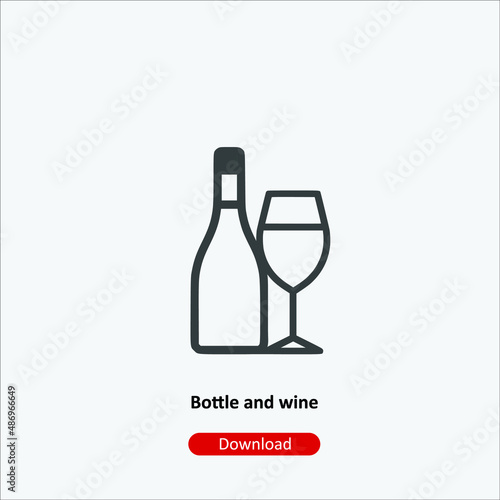 Bottle and wine - icon vector icon. Editable stroke. Linear style sign for use web design and mobile apps, logo. Symbol illustration. Pixel vector graphics - Vector