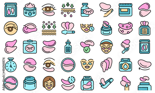 Eye patches icons set outline vector. Beauty eye. Cream mask