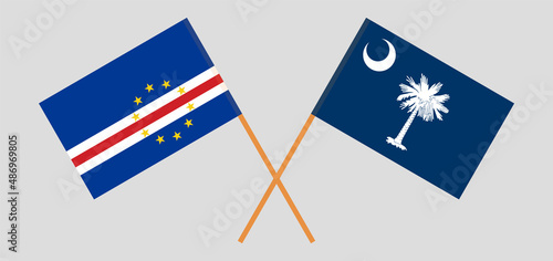 Crossed flags of Cape Verde and The State of South Carolina. Official colors. Correct proportion