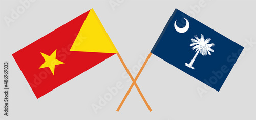 Crossed flags of Tigray and The State of South Carolina. Official colors. Correct proportion