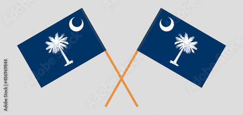 Crossed flags of The State of South Carolina. Official colors. Correct proportion