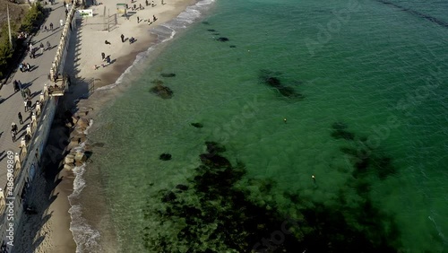 Drone panorama the Black sea coast and 10 stage of Big Fountain shore in Odessa Ukraine.