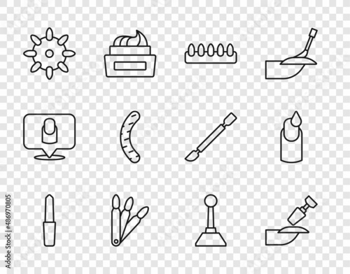 Set line Nail file, Milling cutter for manicure, False nails, and Manicure icon. Vector