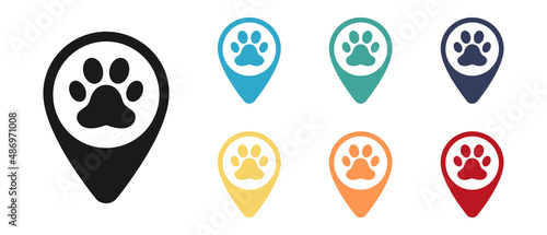 Animal paw icons set. Location vector icon. Website design and development, application development. Illustration