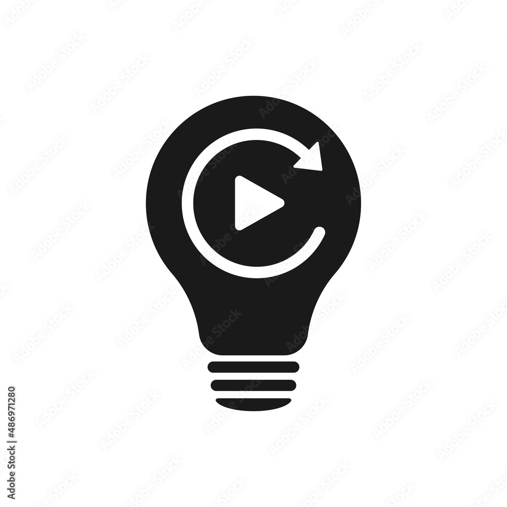 Refresh signs in light bulb icon. Lamp icon. Illustration. Refresh signs in light bulb icon. Lamp icon. Illustration.
