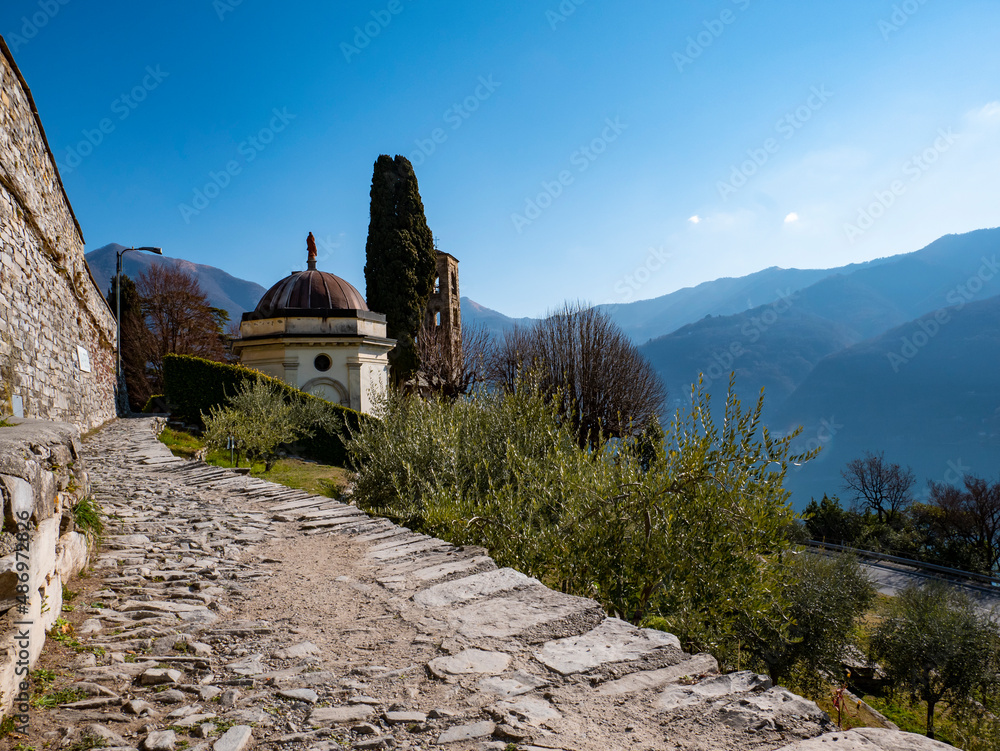 Landscape of the famous green way of Lake Como