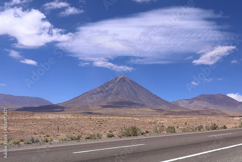 Road of the salt flats route in the atacama region of chile