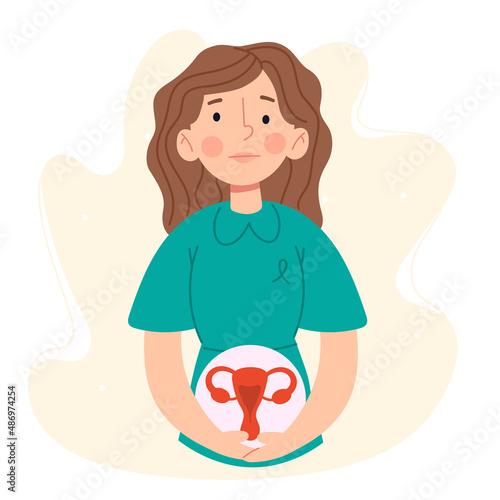Female gynecological problems infertility endometriosis concept. vector illustration