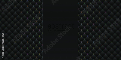Black geometric background with colorful beads. Vector illustration.