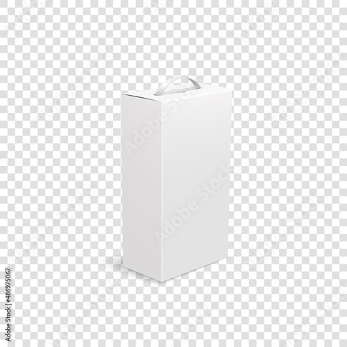 Cardboard box with handle template mockup isolated on transparent background