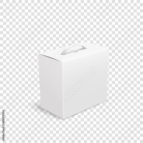 Cardboard box on transparent background for gadget package, fast food, cake, gift